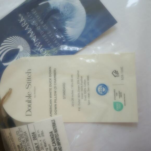 NEW Double Stitch by Bedsure Down Pillow  3-Chamber Standard Size Firm - Picture 7 of 10